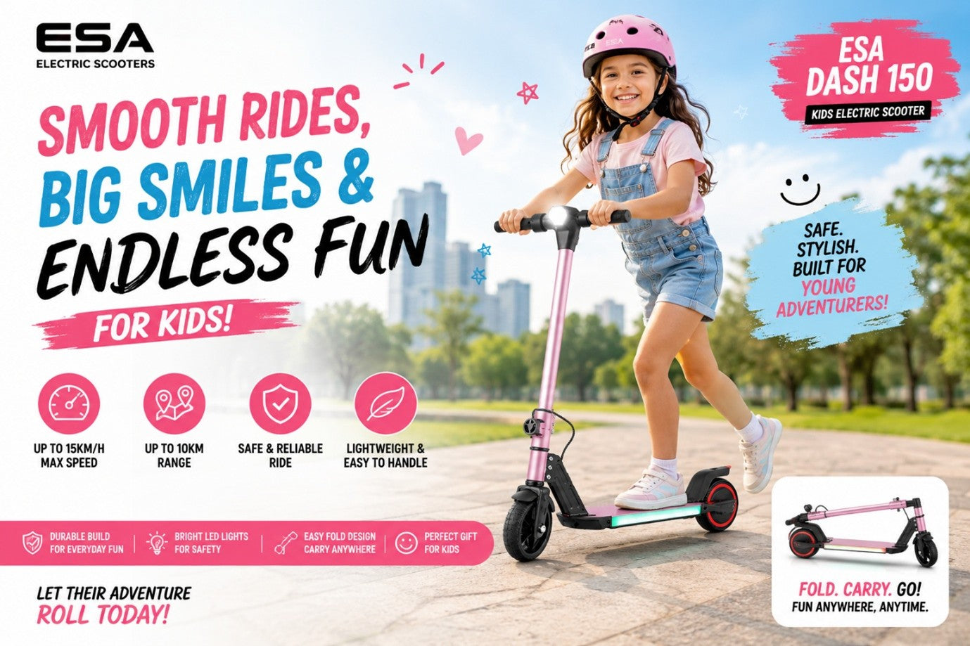 Smooth Rides, Big Smiles & Endless Fun for Kids – ESA DASH 150 Kids Electric Scooter