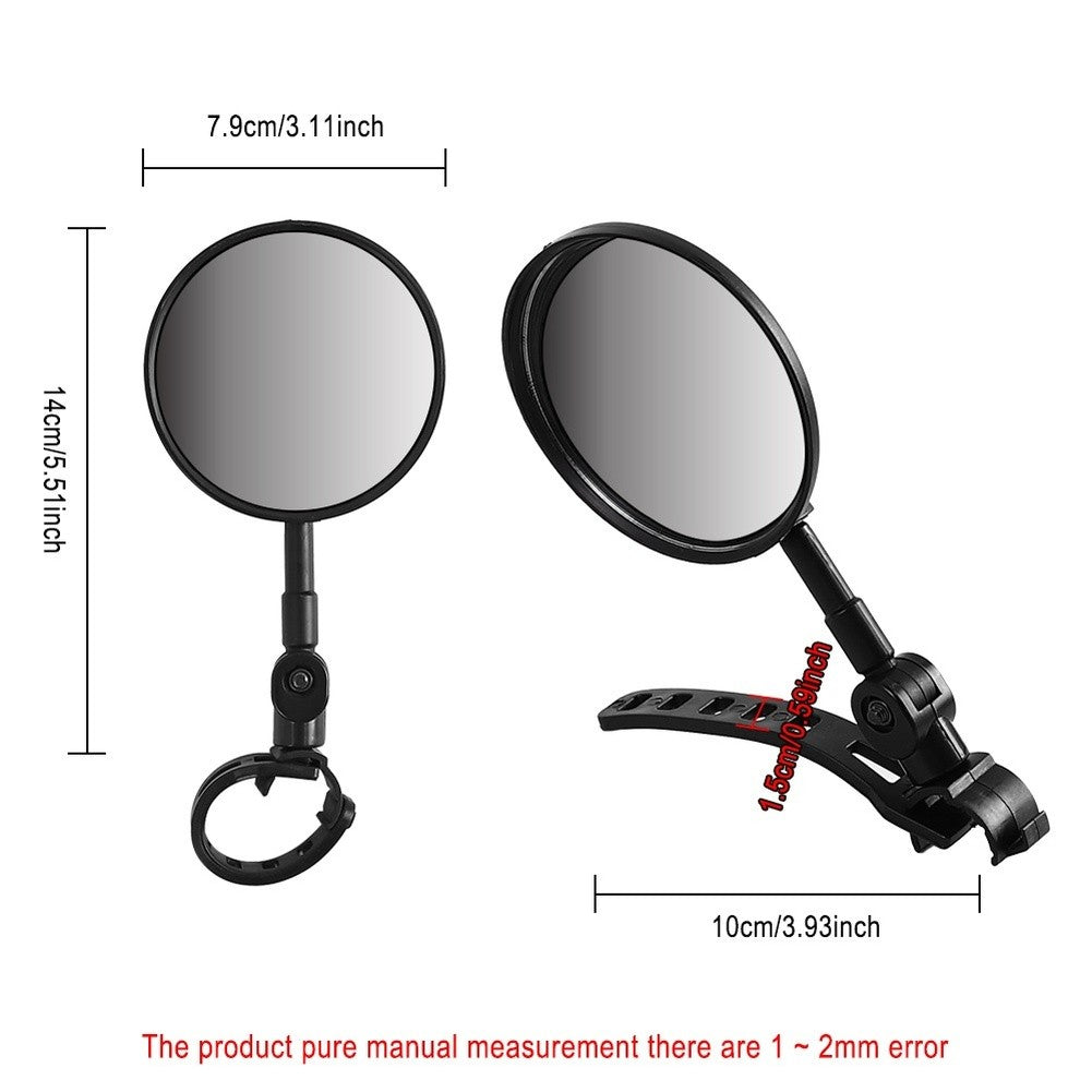 For Electric Scooter Bicycle Rearview Mirror 360 Degree Wide Angle View