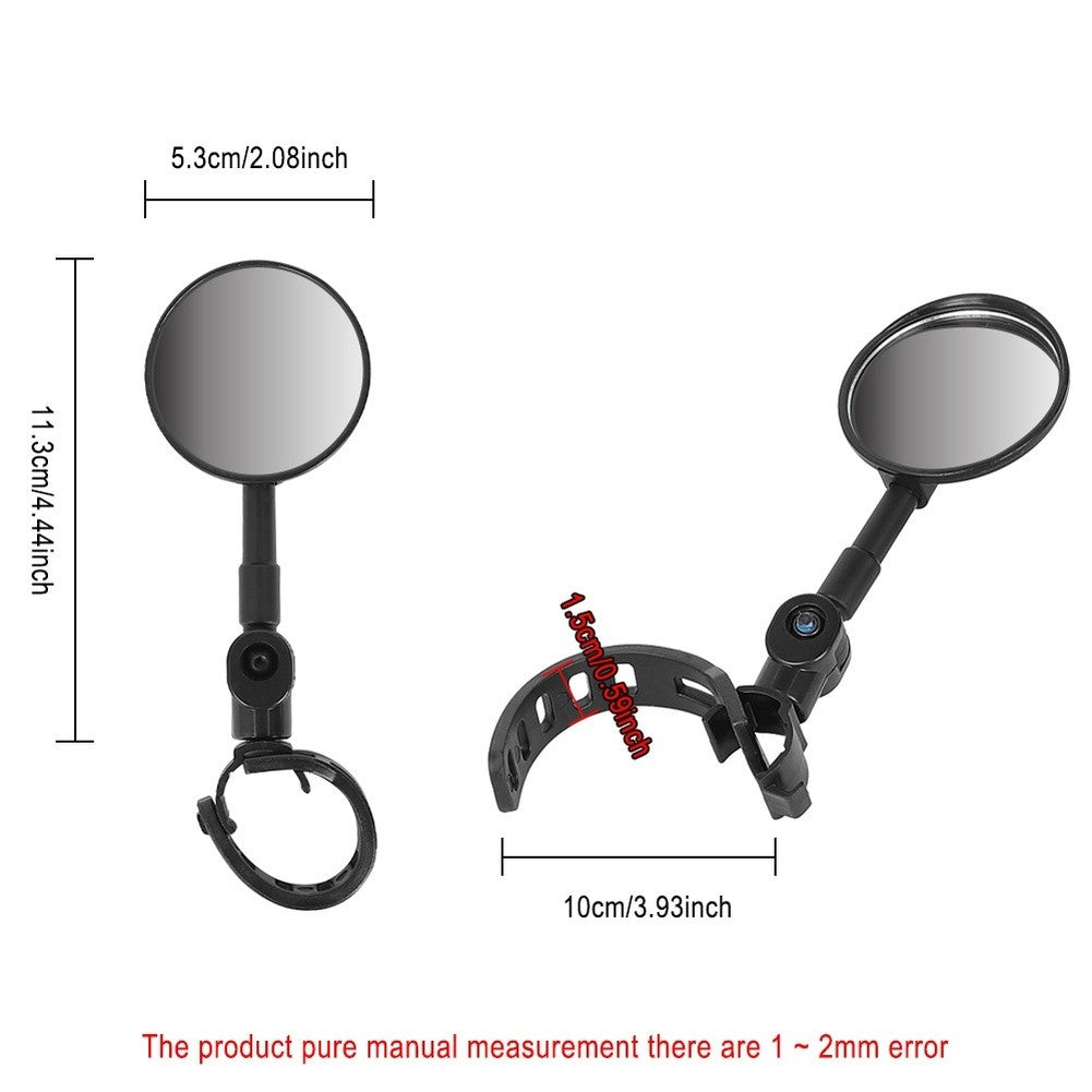 For Electric Scooter Bicycle Rearview Mirror 360 Degree Wide Angle View