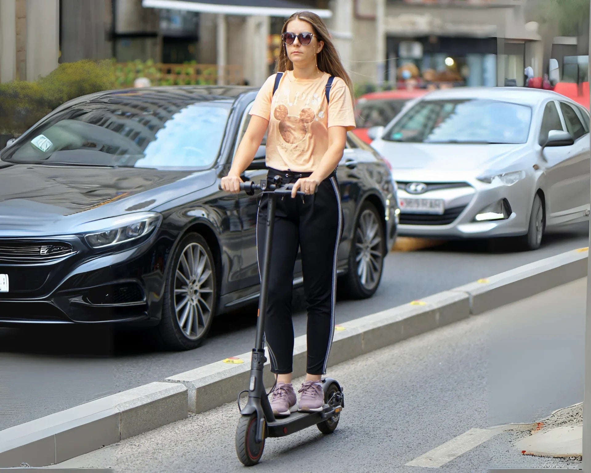 electric scooter with LED lights for night riding

