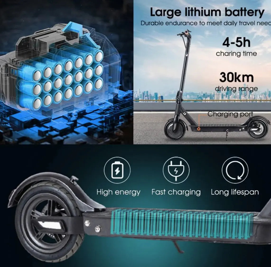 High-performance urban commuter e-scooter with 36V battery

