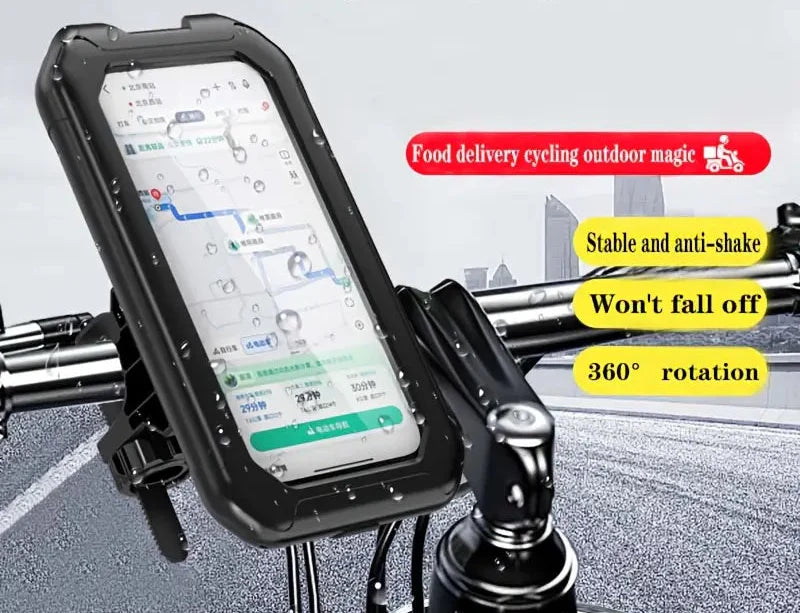 Waterproof mobile phone holder for scooter

