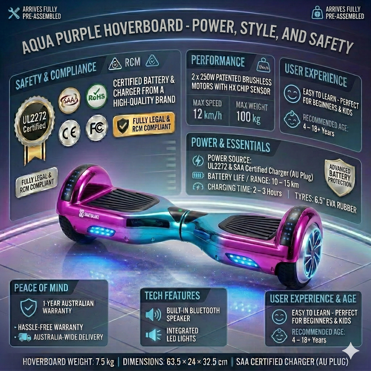 Aqua Purpel Self Balancing All Terrain