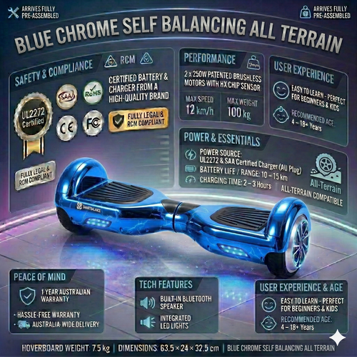 Blue Chrome Self Balancing All Terrain