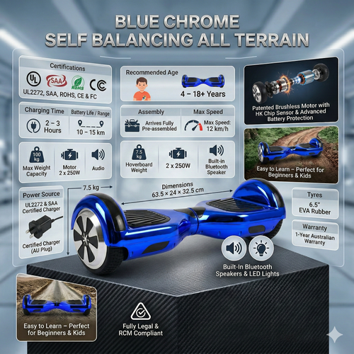 Blue Chrome Self Balancing All Terrain