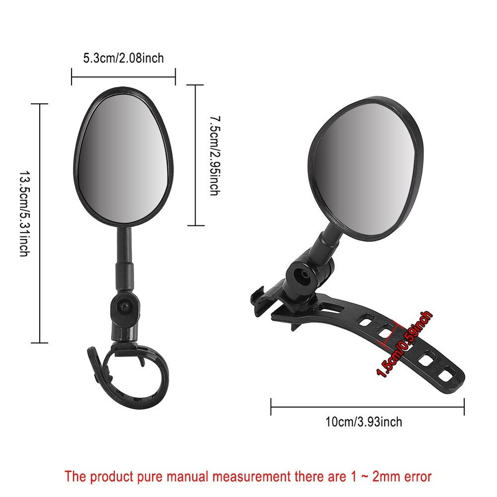 For Electric Scooter Bicycle Rearview Mirror 360 Degree Wide Angle View